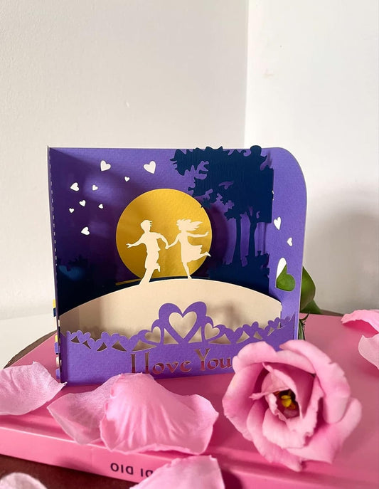 Romantic Couple Moonlight 3D Box Card