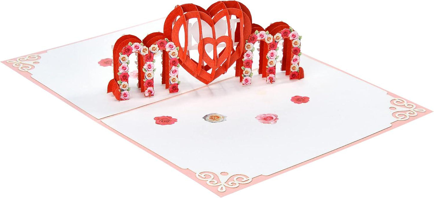 MOM Love Heart 3D Pop Up Card - Mother's Day