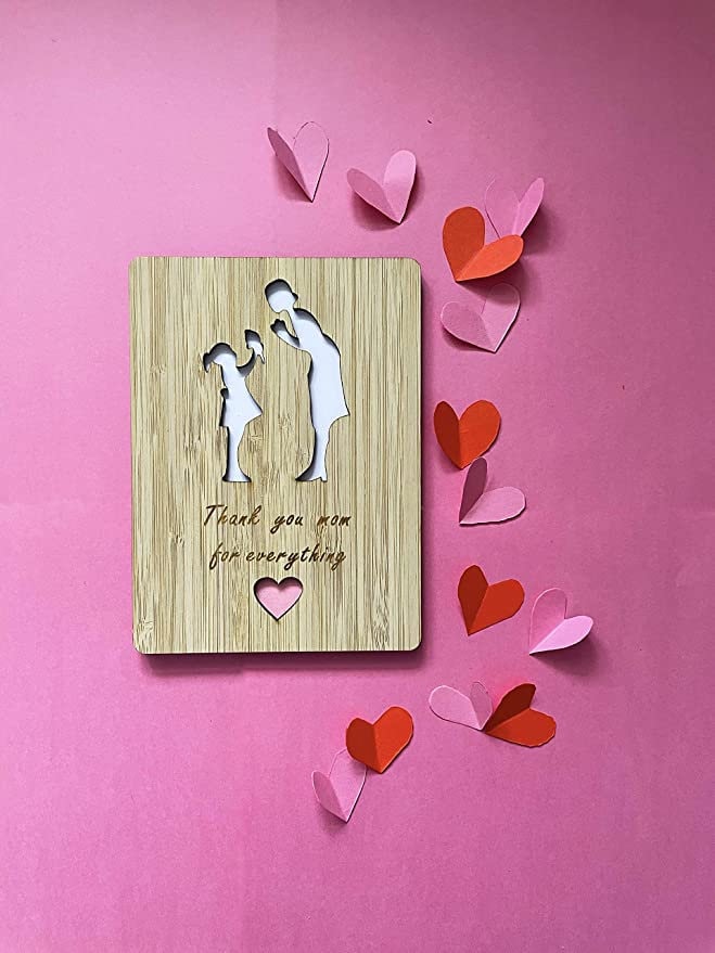 Thank You Mom Wooden Card - Mother's Day Gift