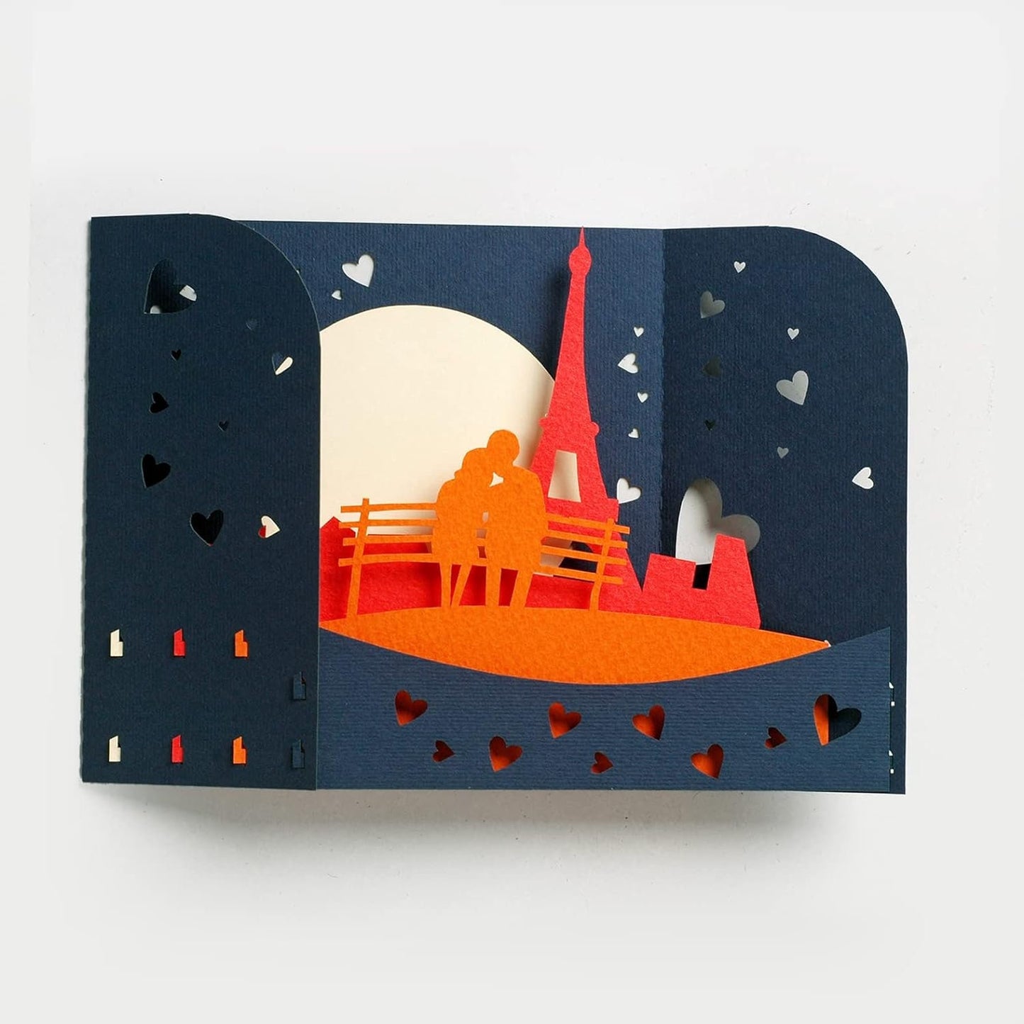 Romantic Eiffel Tower Couple 3D Box Card - Paris Love