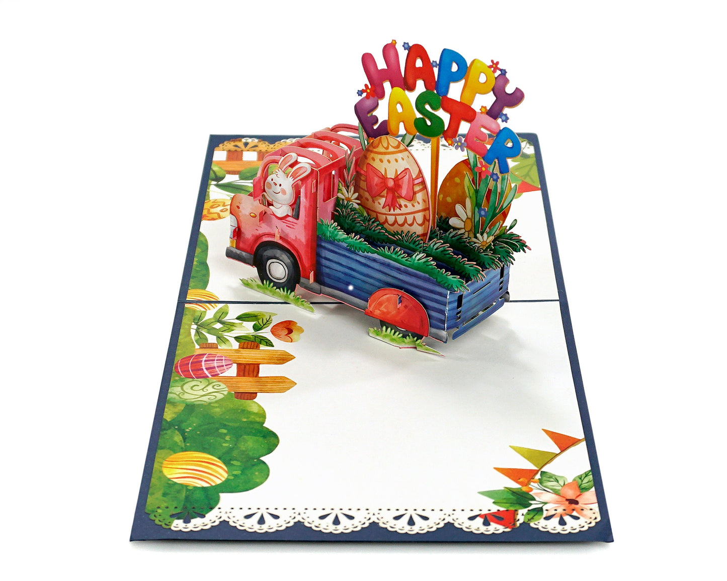 Happy Easter Bunny Truck 3D Pop Up Card