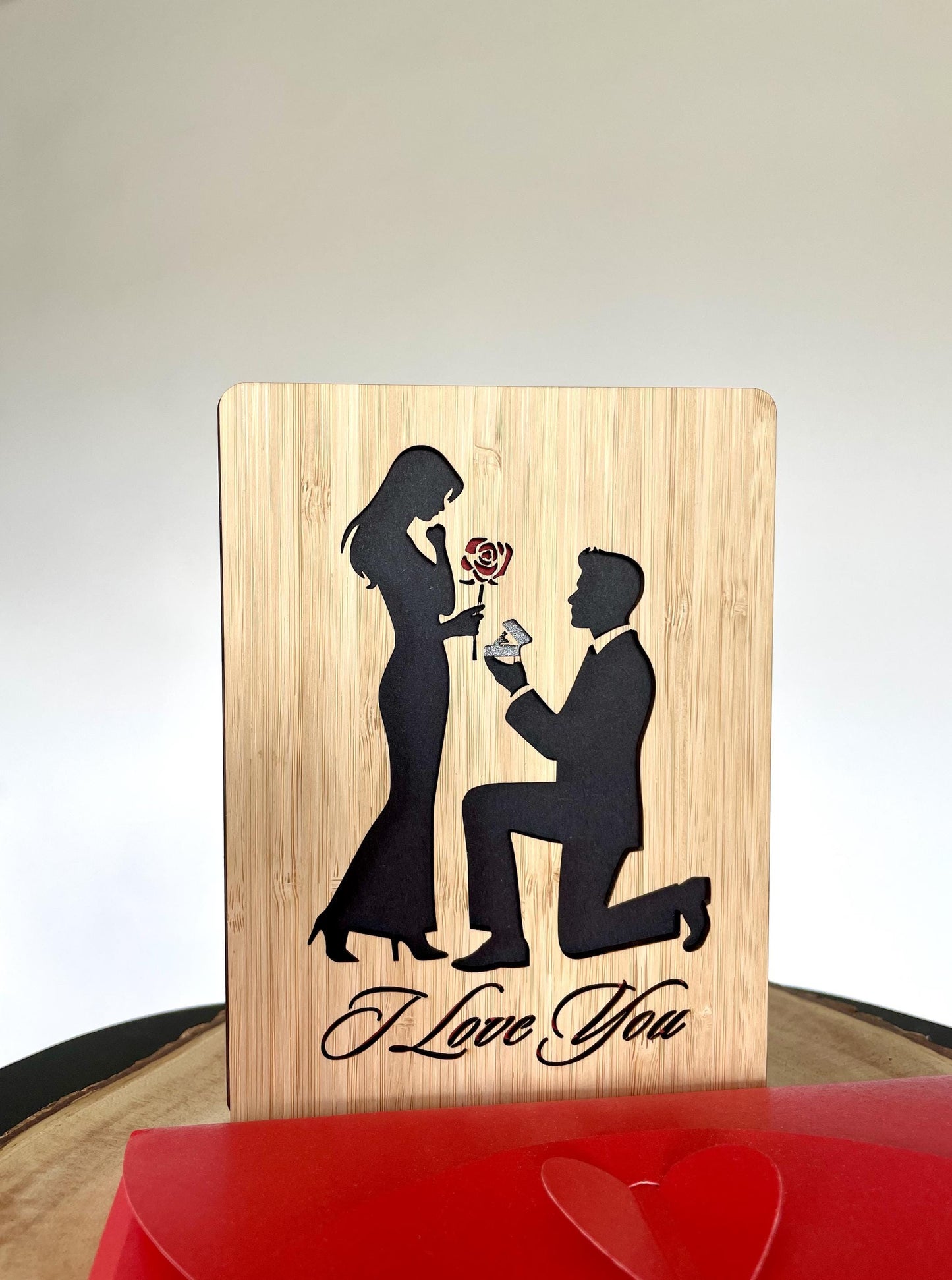I Love You Wooden Card - Engagement Gift
