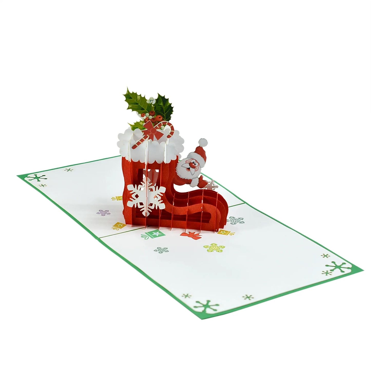 Santa Claus Red Gift Stocking 3D Pop Up Card