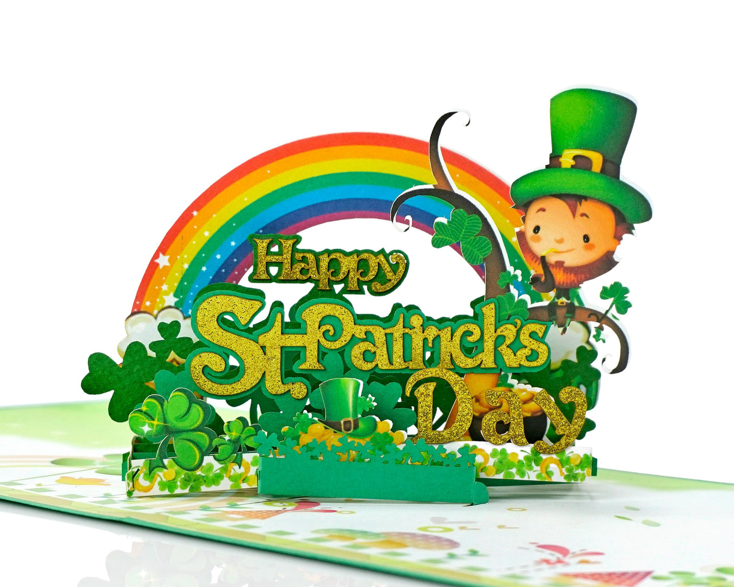 St. Patrick's Day 3D Pop Up Card - Leprechaun & Rainbow