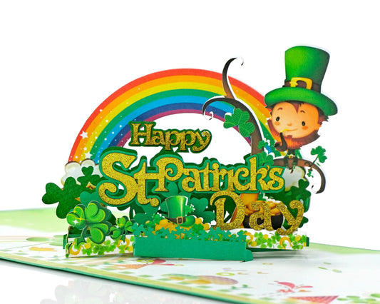 St. Patrick's Day 3D Pop Up Card - Leprechaun & Rainbow