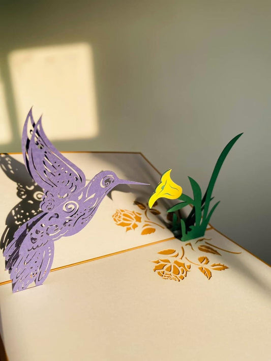 Hummingbird Flower 3D Pop-Up Card - Spring Collection