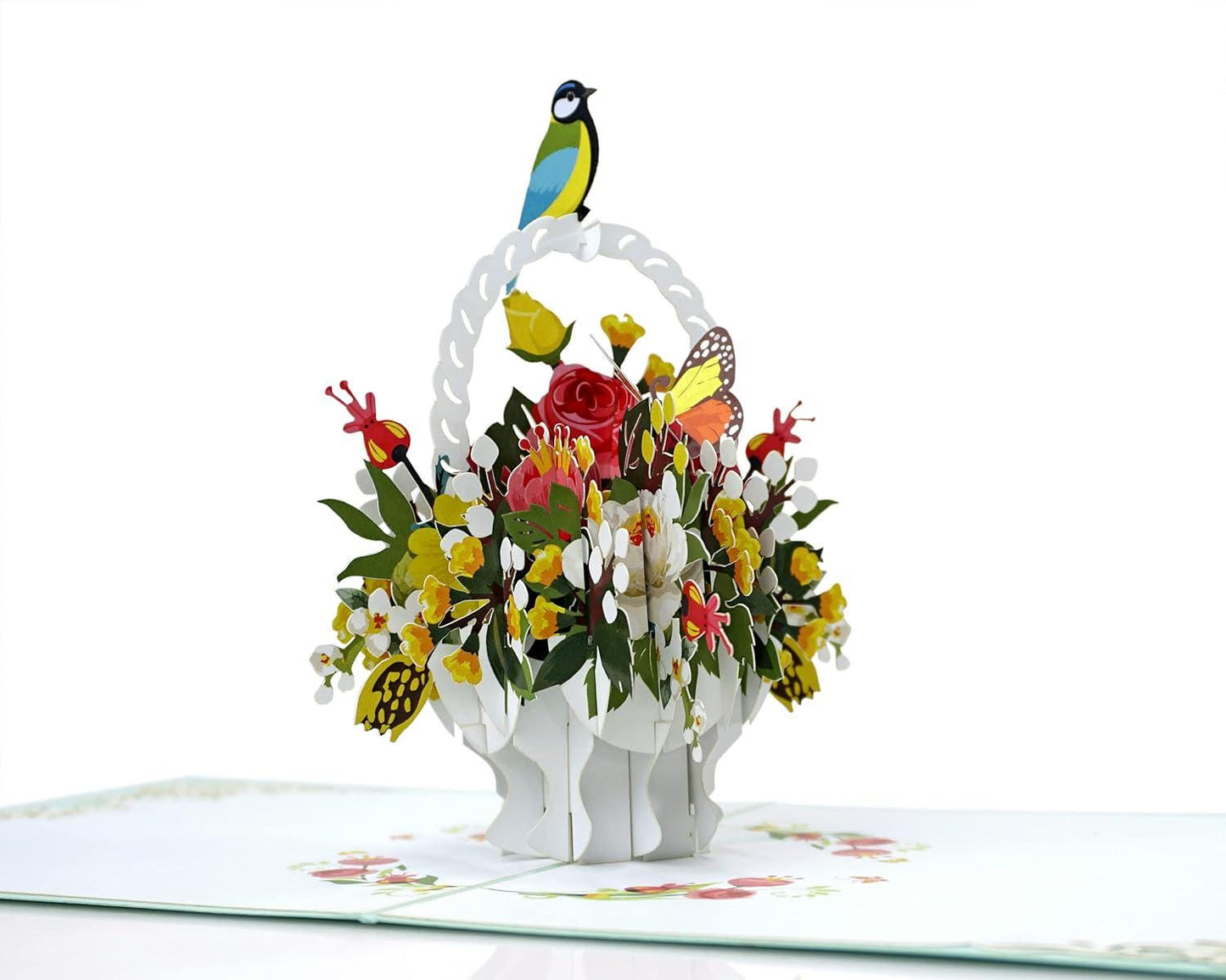 Flower Basket Bird 3D Pop Up Card - Spring Collection