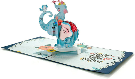 Elephant Mommy and Baby 3D Pop Up Card - Mother's Day