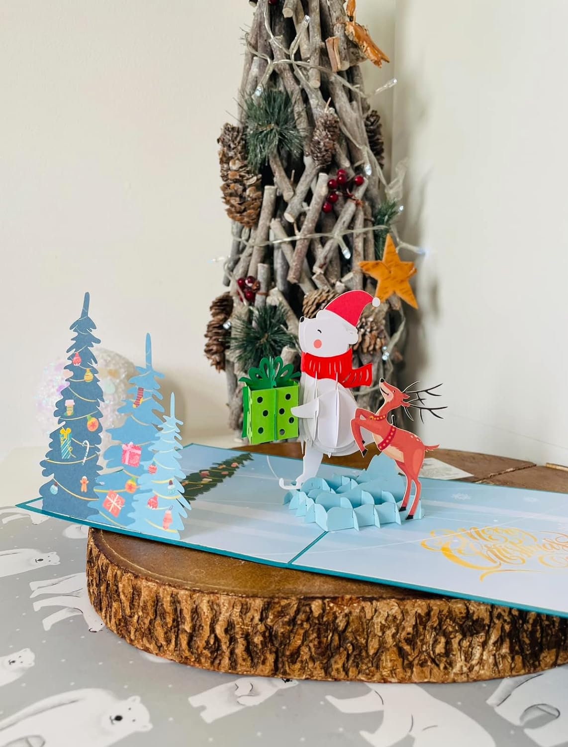Christmas Bear and Reindeer 3D Pop Up Card