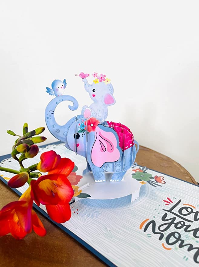 Elephant Mommy and Baby 3D Pop Up Card - Mother's Day
