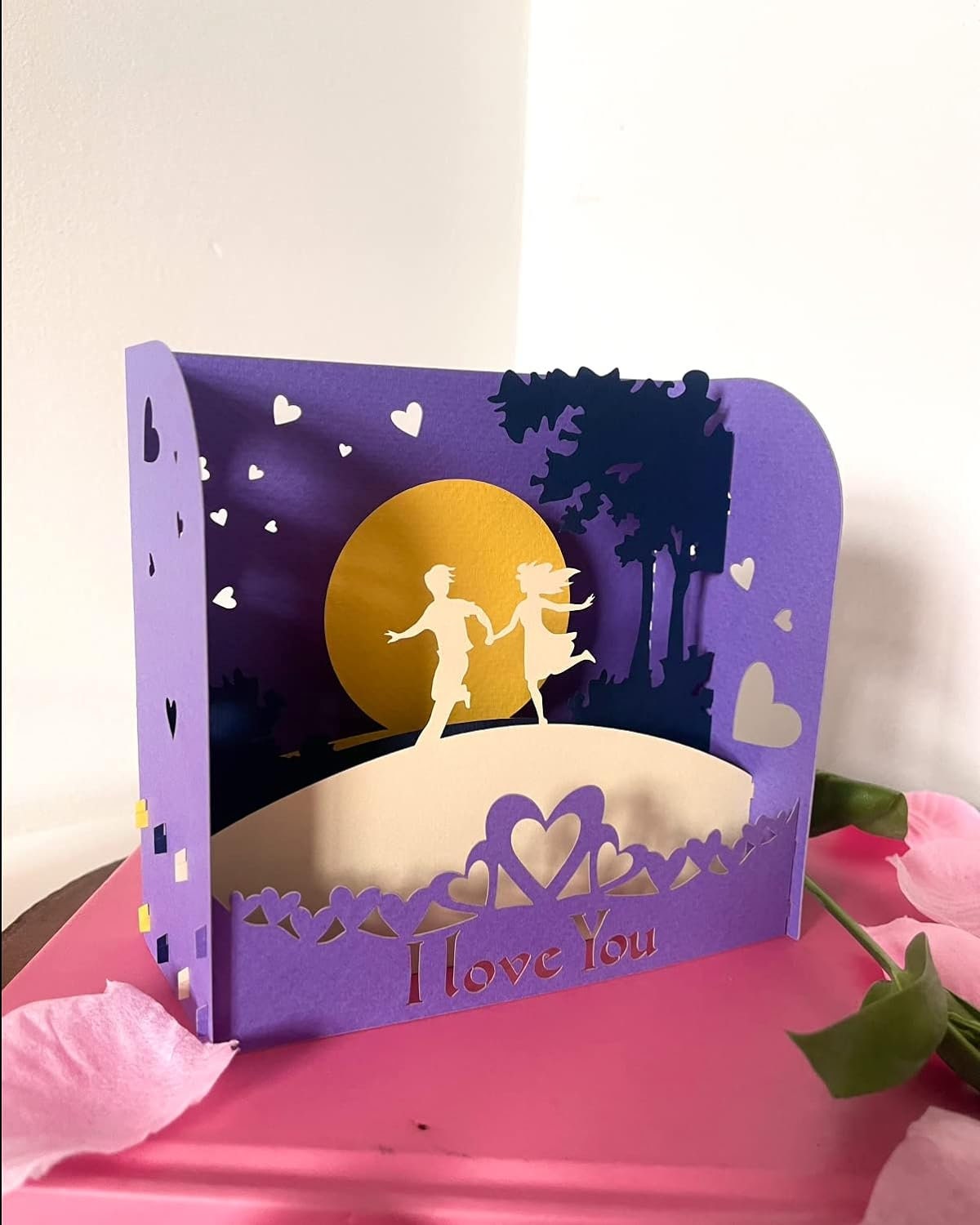 Romantic Couple Moonlight 3D Box Card