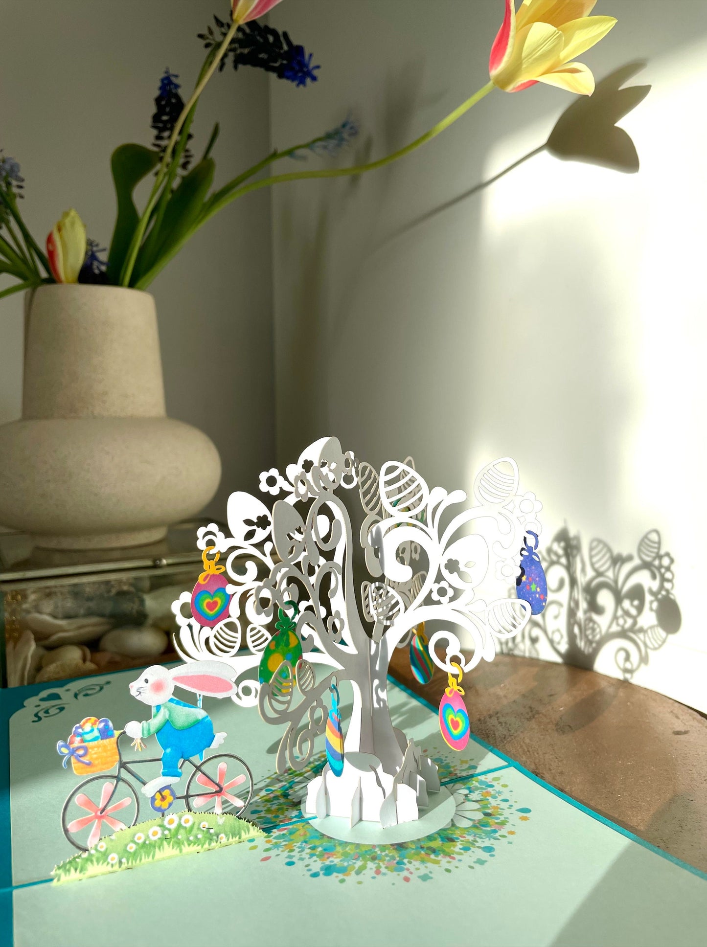 Happy Easter Bunny Bicycle 3D Pop Up Card