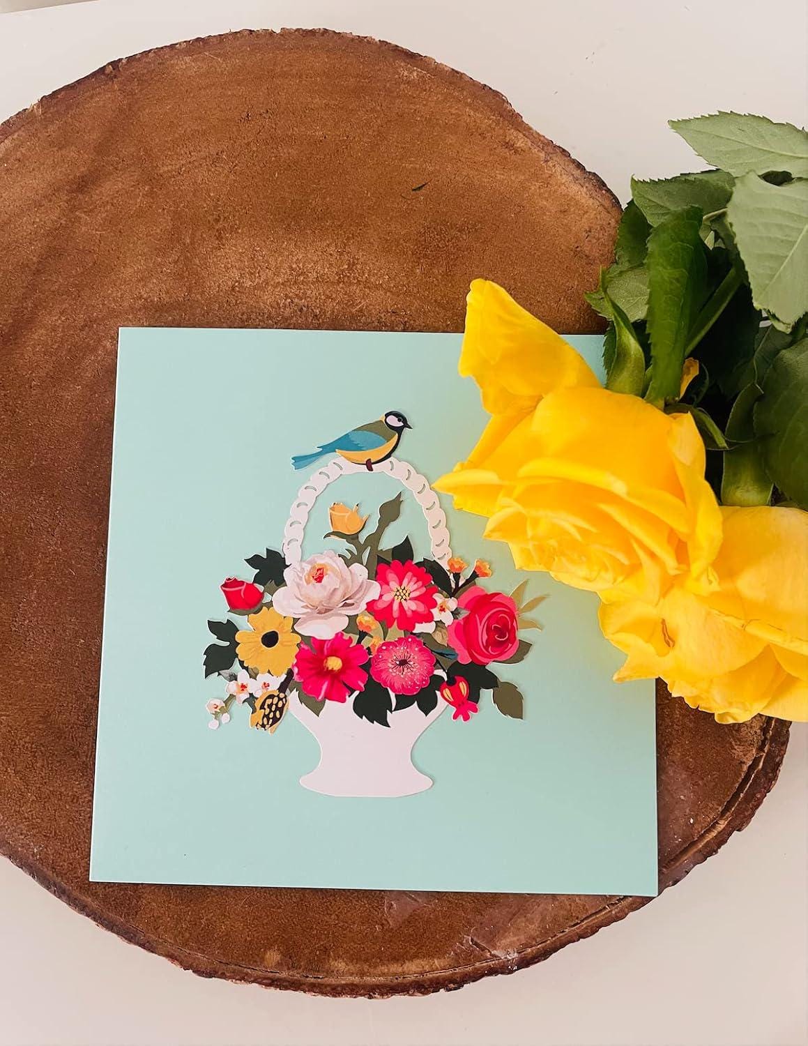 Flower Basket Bird 3D Pop Up Card - Spring Collection
