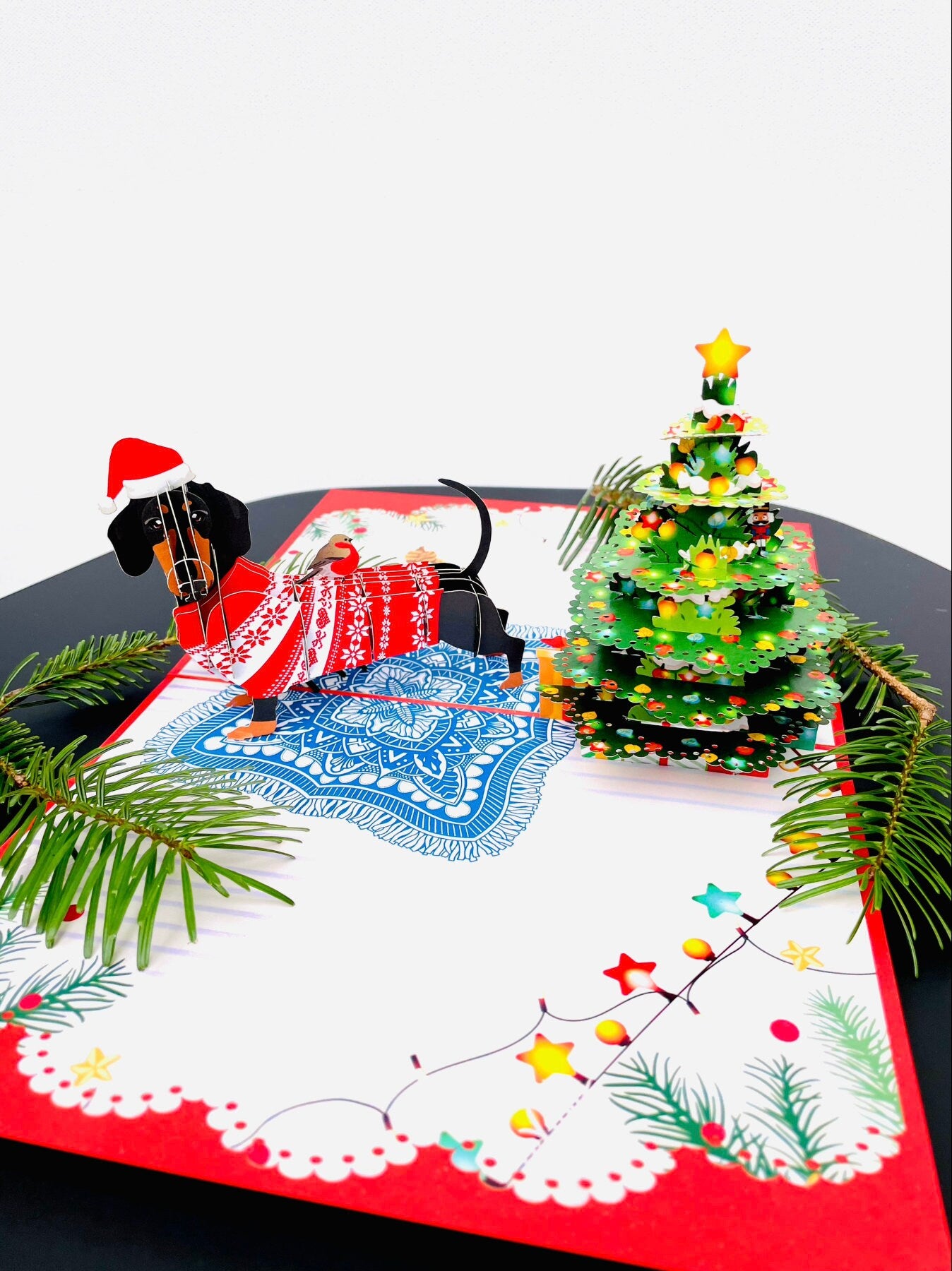 Christmas Dachshund Dog 3D Pop Up Card