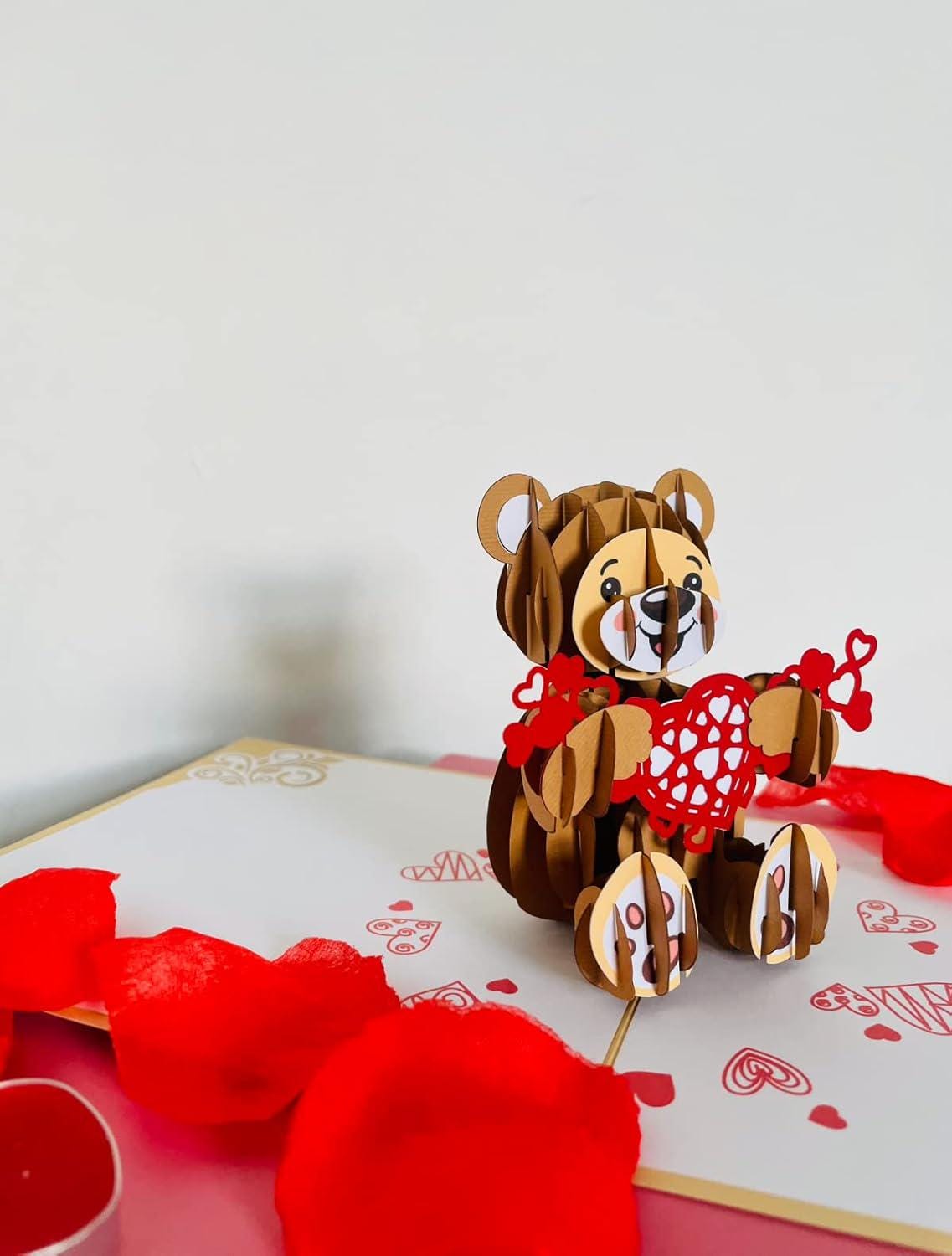 Love Teddy Bear 3D Pop Up Card