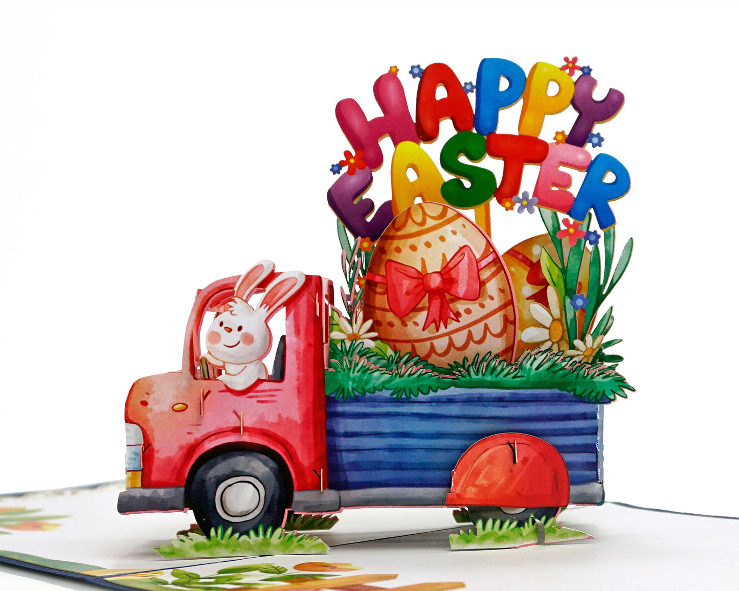 Happy Easter Bunny Truck 3D Pop Up Card