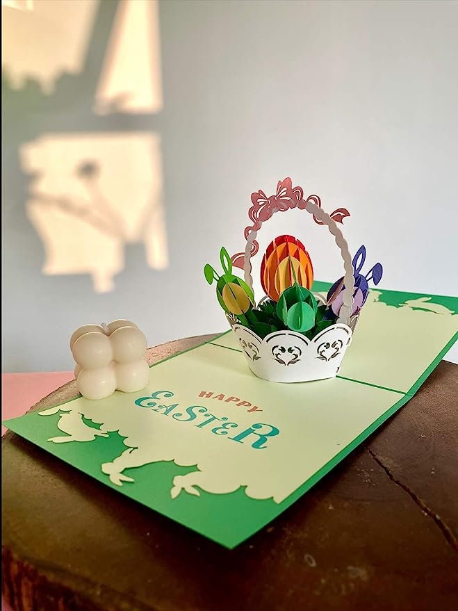 Happy Easter Bunny Basket 3D Pop Up Card