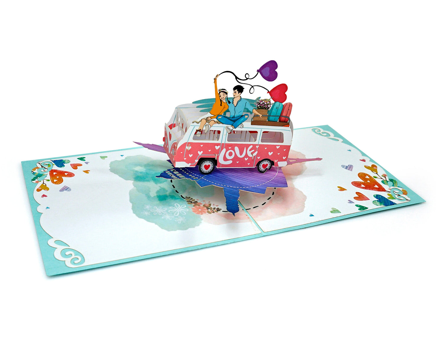 Love Van Couple Travelling 3D Pop Up Card