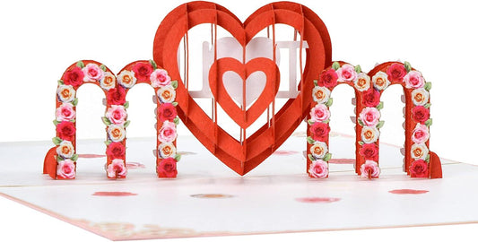 MOM Love Heart 3D Pop Up Card - Mother's Day