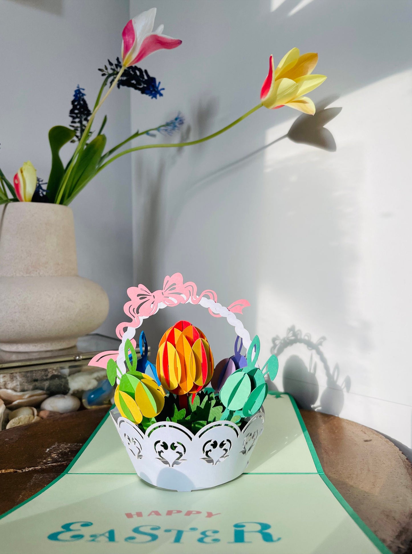 Happy Easter Bunny Basket 3D Pop Up Card