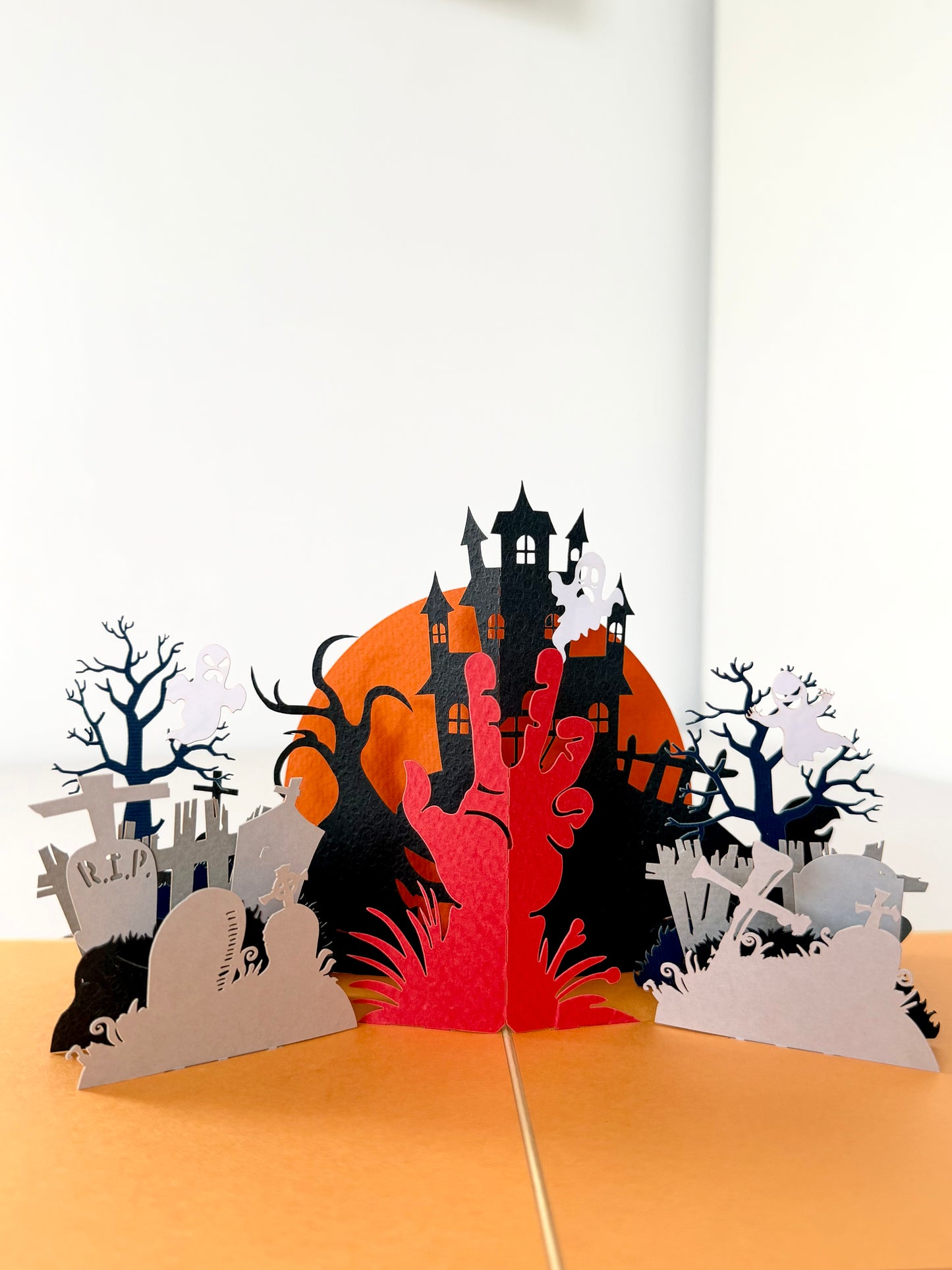 Halloween Haunted House 3D Pop Up Card - Graveyard Scene