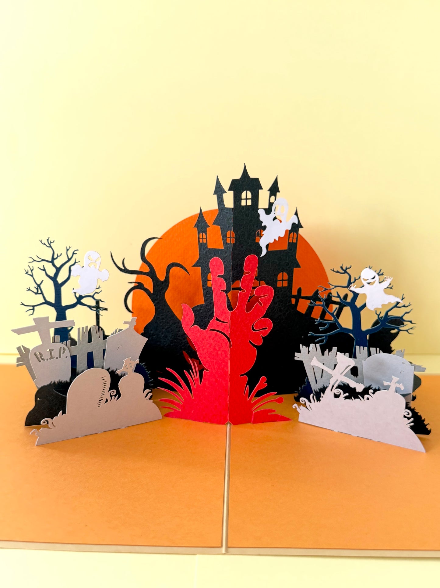 Halloween Haunted House 3D Pop Up Card - Graveyard Scene