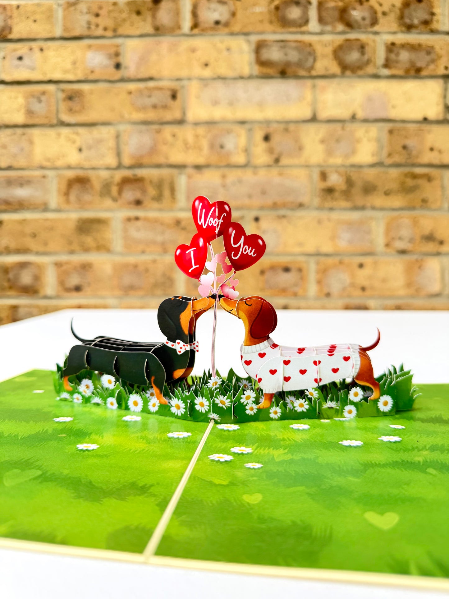 Dachshund Couple Love 3D Pop-Up Card