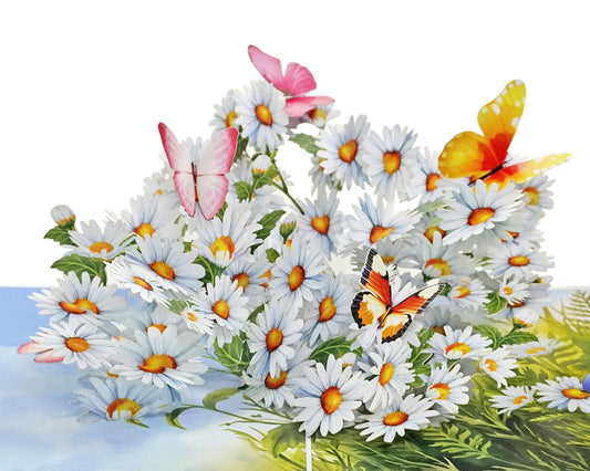 3D Pop Up Daisy Card – Butterfly Meadow Spring Scene