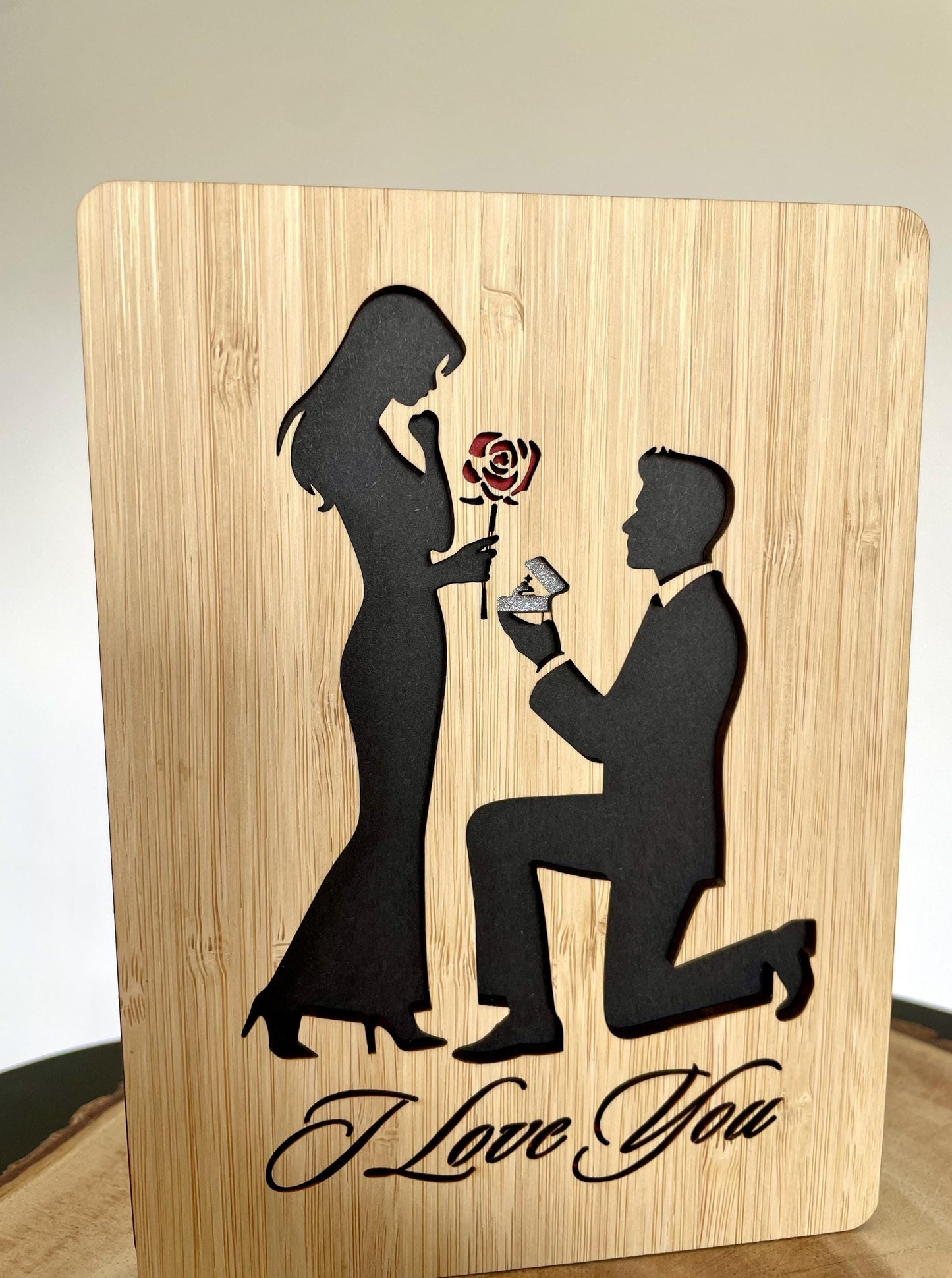 I Love You Wooden Card - Engagement Gift