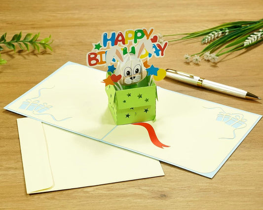 Happy Birthday Bunny Rabbit 3D Pop Up Card