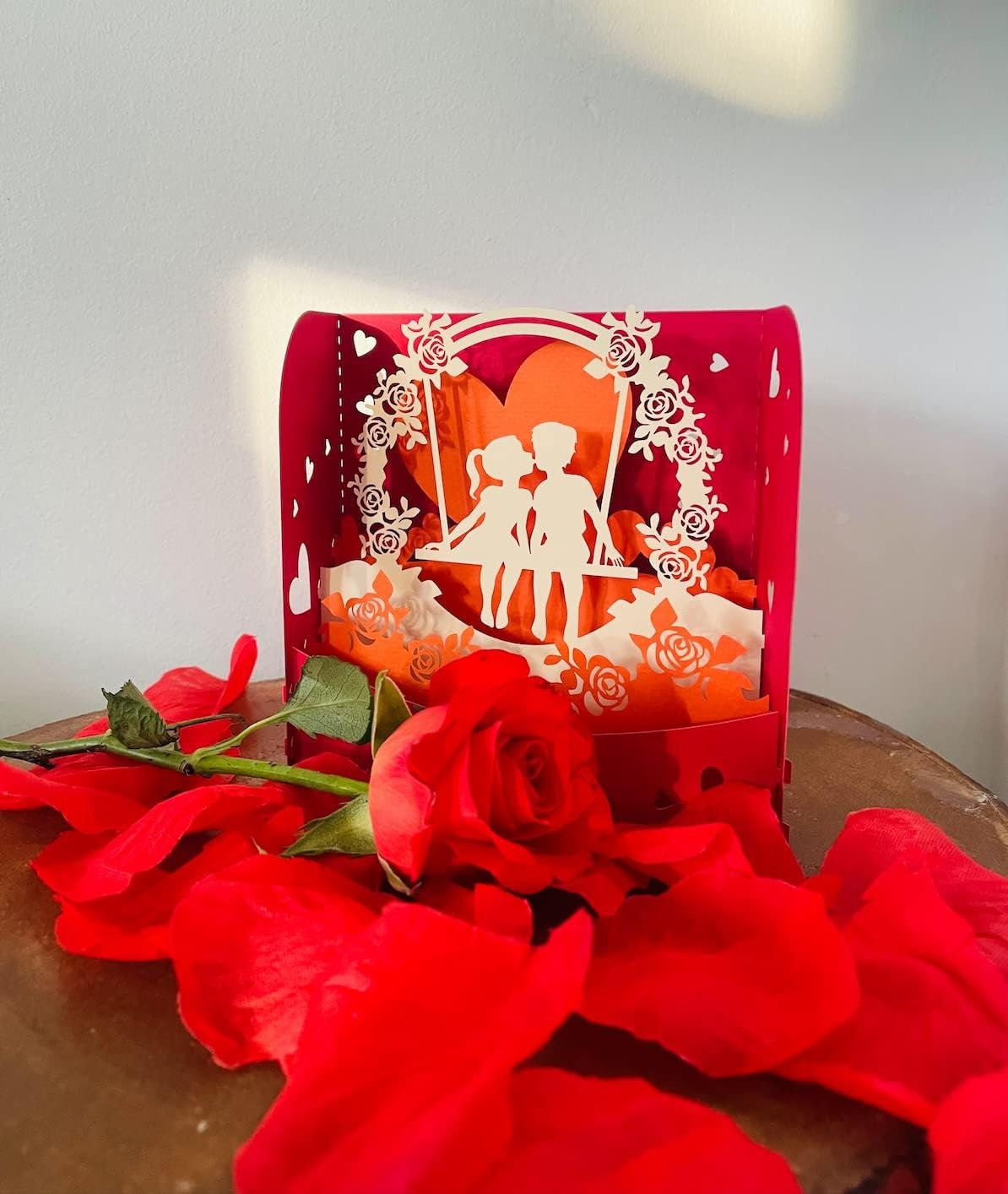 Kiss on Swing 3D Box Card - Valentine's Love Collection