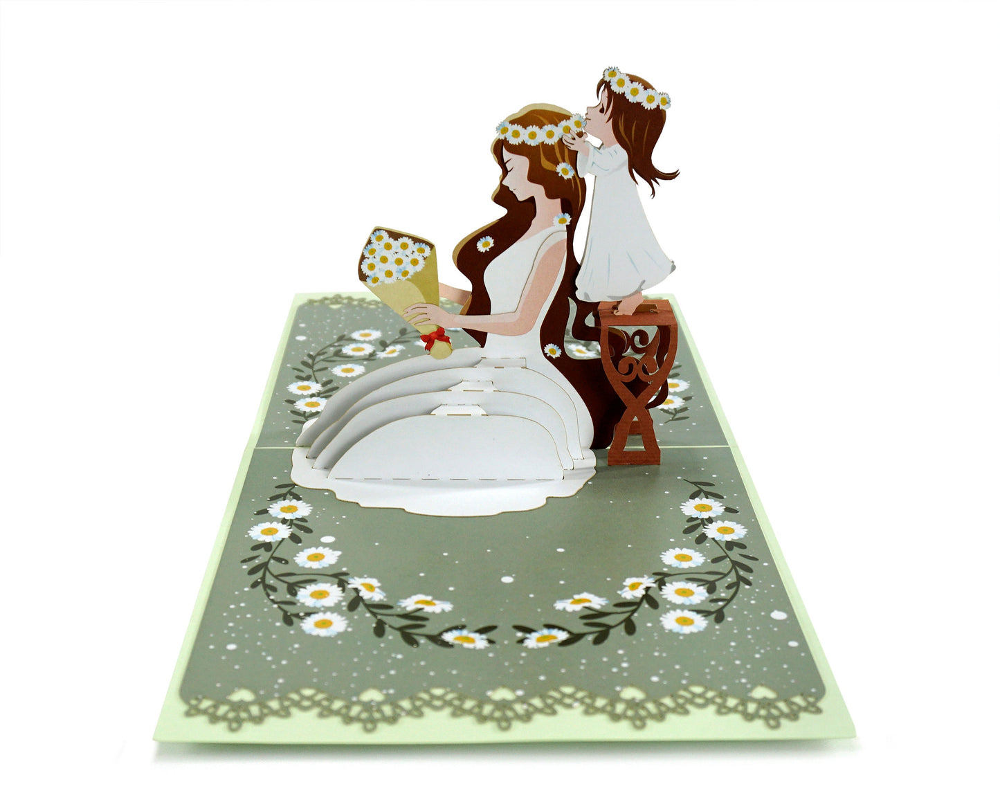 Daisies Crown Mum and Daughter 3D Pop Up Card