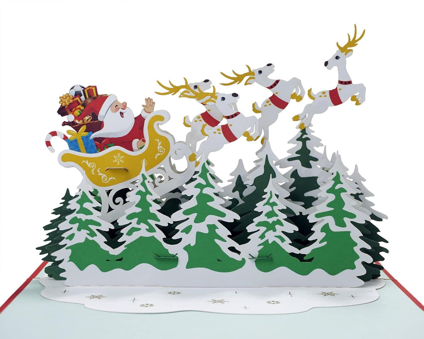 Santa Claus Sleigh and Reindeer 3D Pop Up Card
