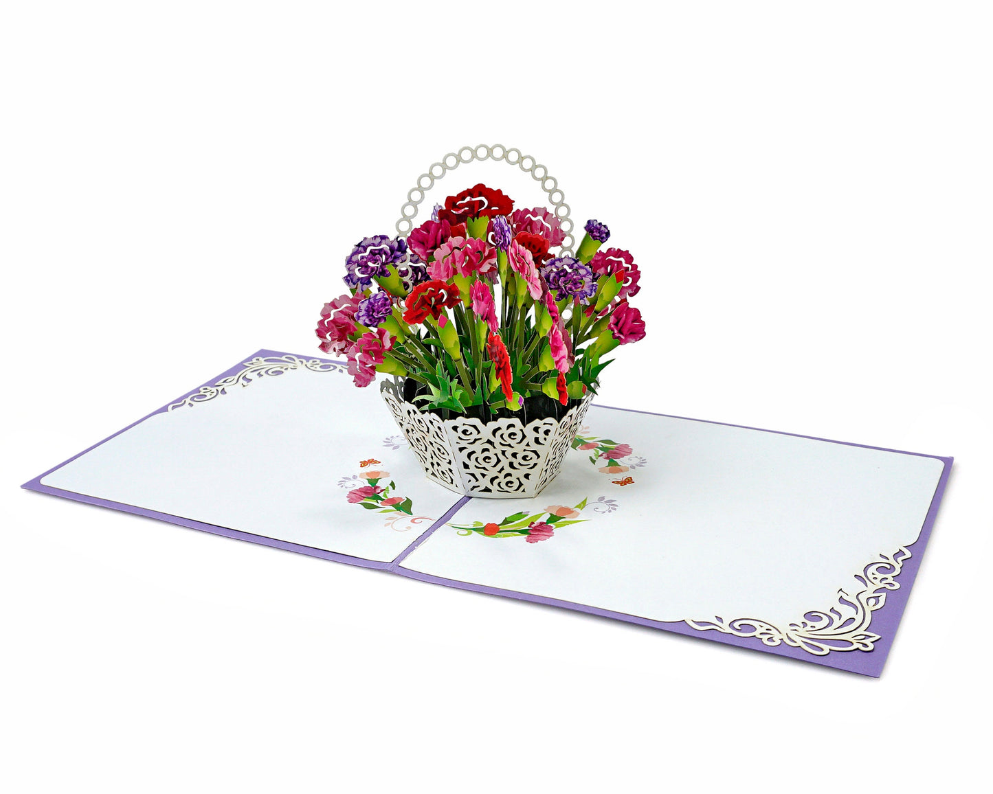 Carnation Flower Basket 3D Pop Up Card - Spring Collection