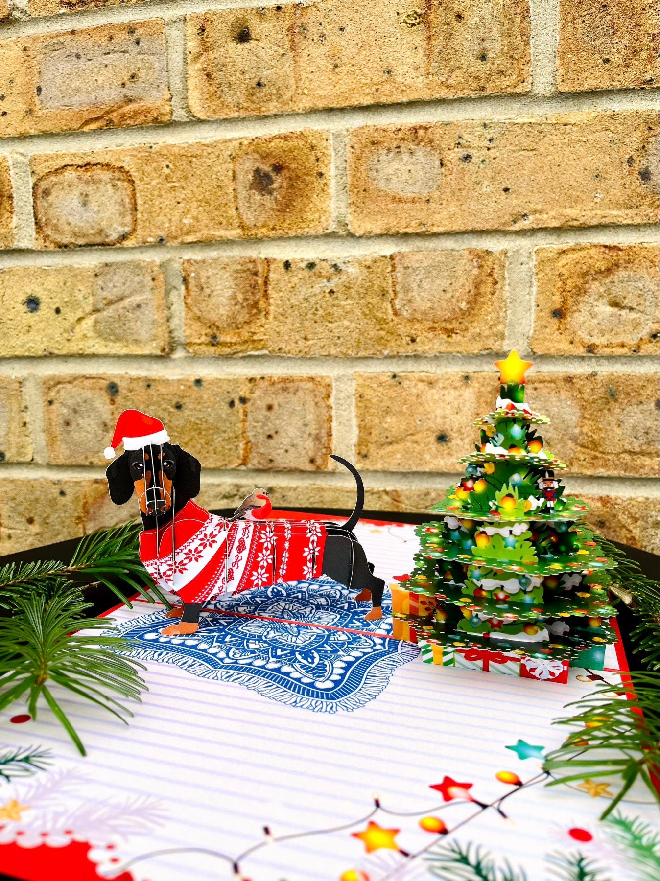 Christmas Dachshund Dog 3D Pop Up Card