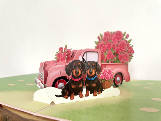 Dachshund Couple Love 3D Pop Up Card