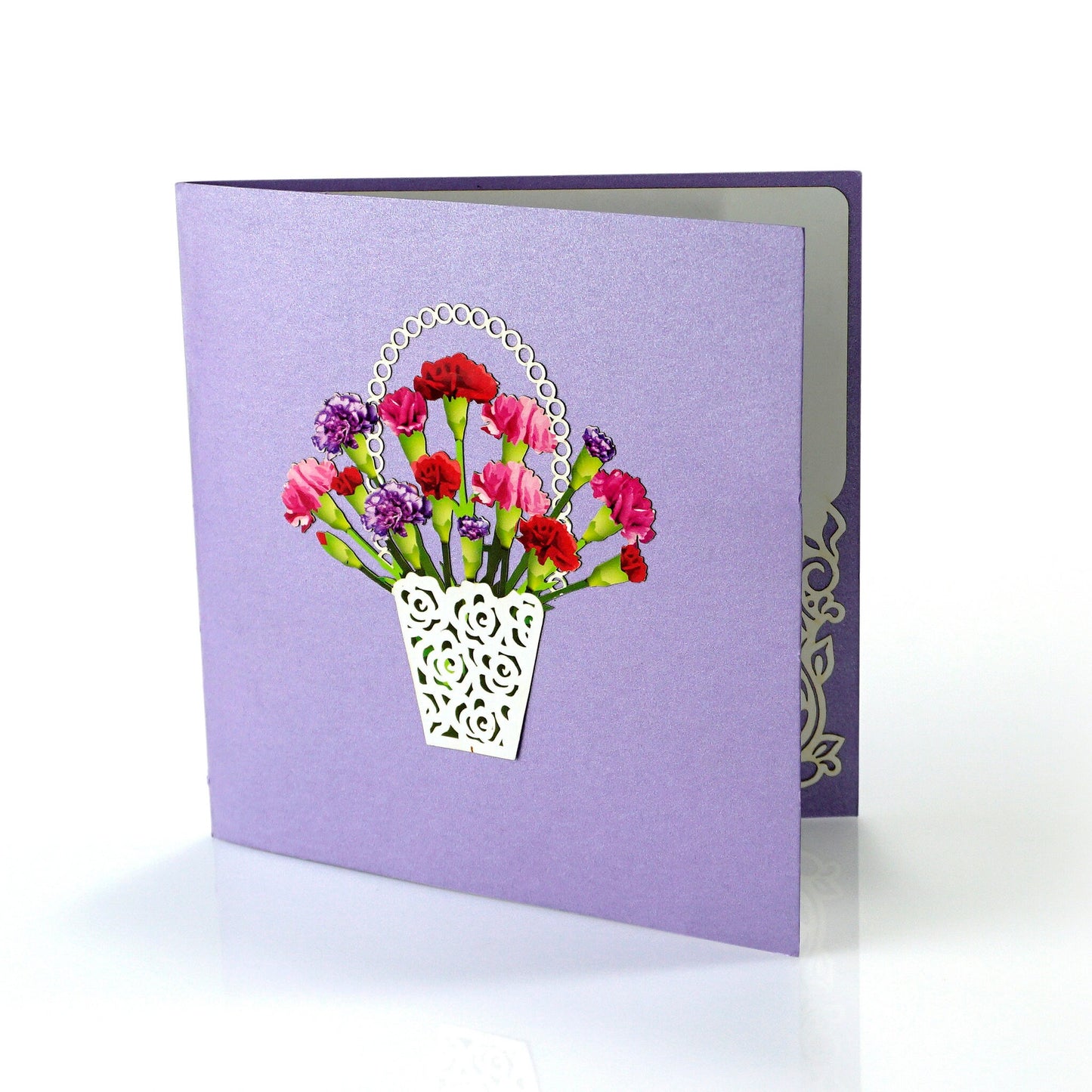 Carnation Flower Basket 3D Pop Up Card - Spring Collection