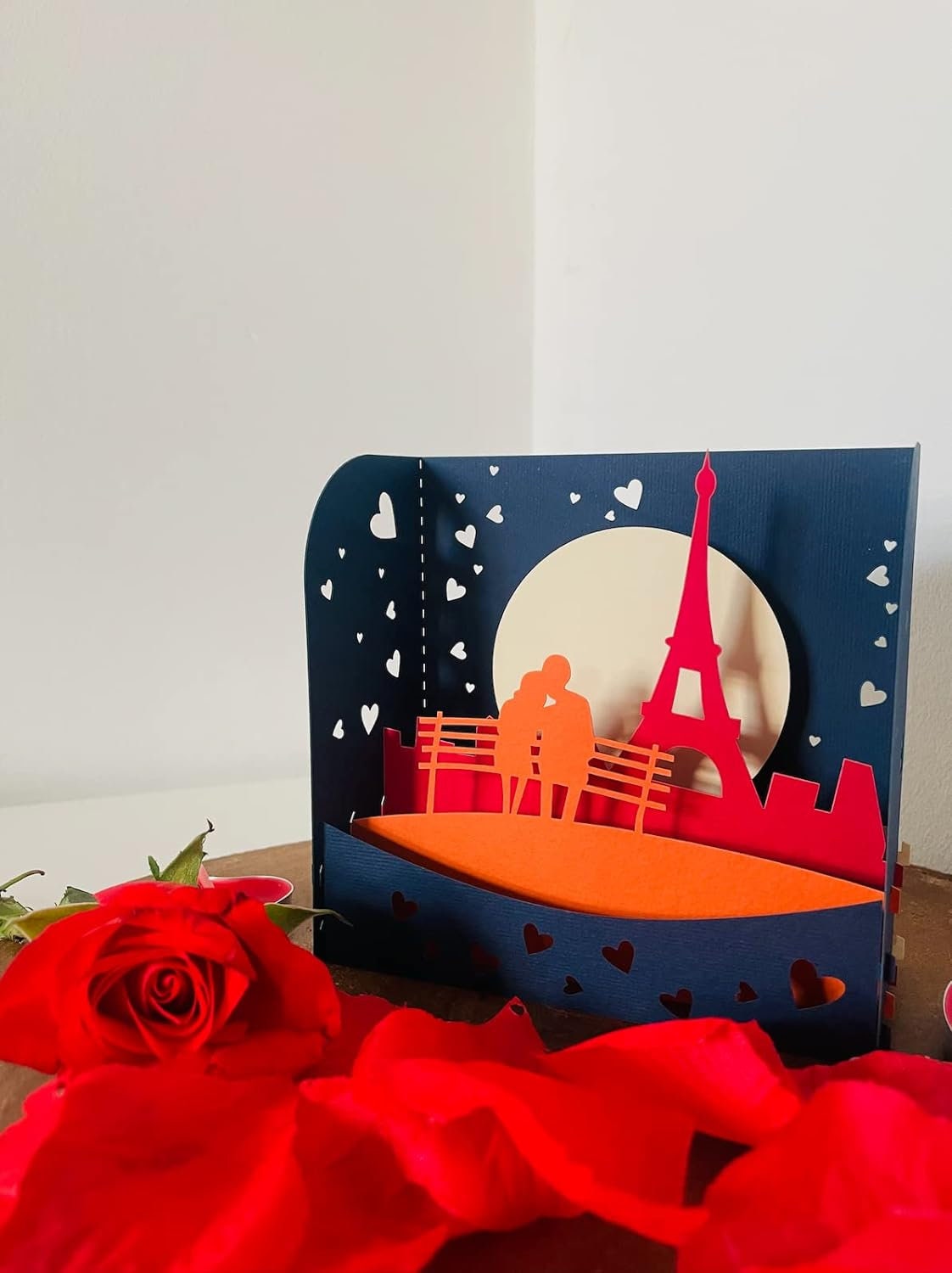Romantic Eiffel Tower Couple 3D Box Card - Paris Love