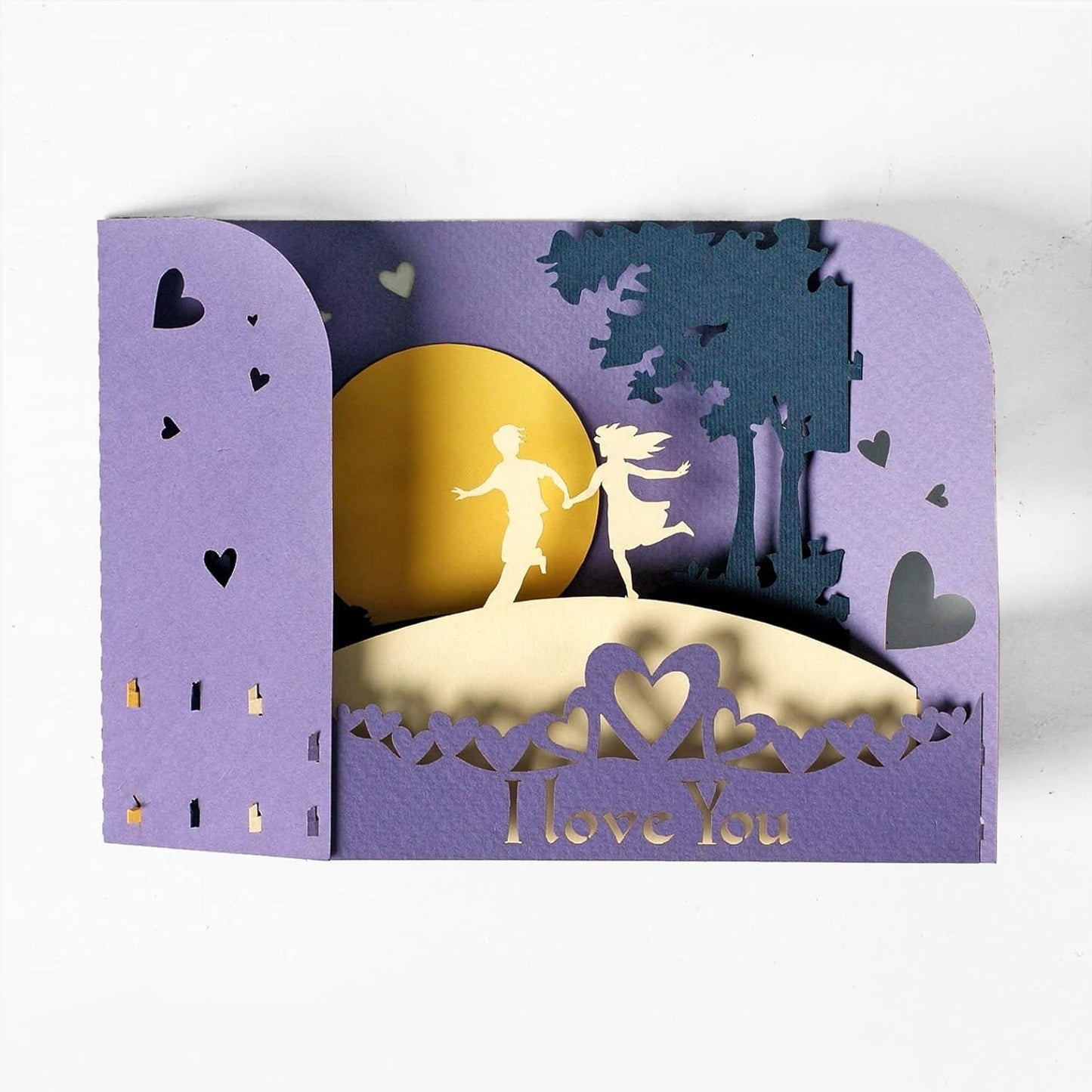 Romantic Couple Moonlight 3D Box Card