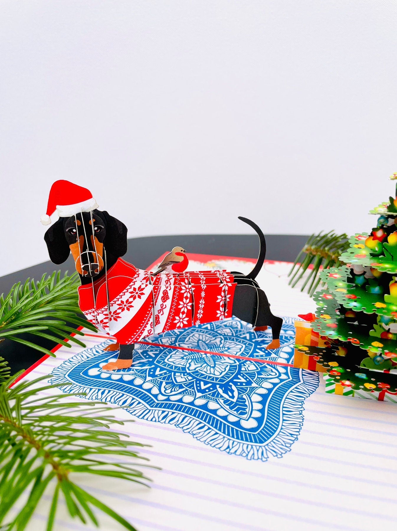 Christmas Dachshund Dog 3D Pop Up Card