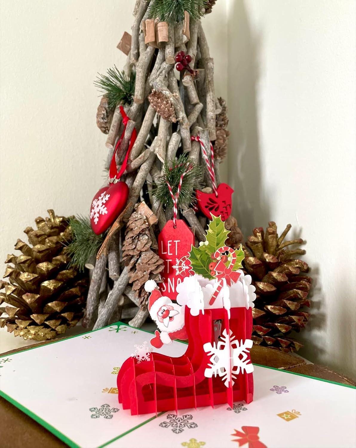 Santa Claus Red Gift Stocking 3D Pop Up Card