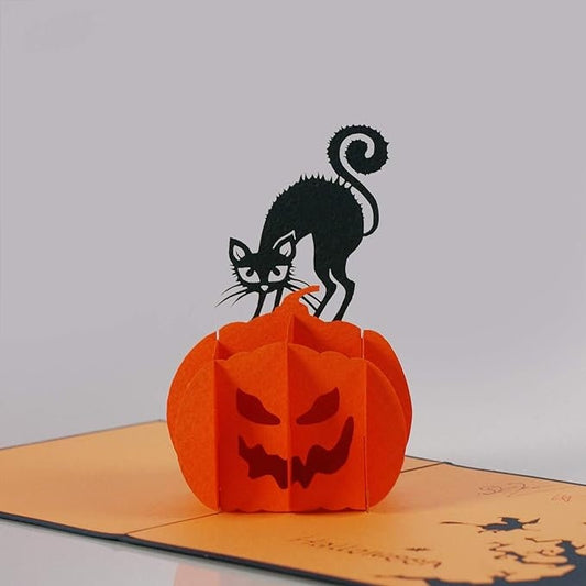 Halloween Pumpkin Black Cat 3D Pop Up Card