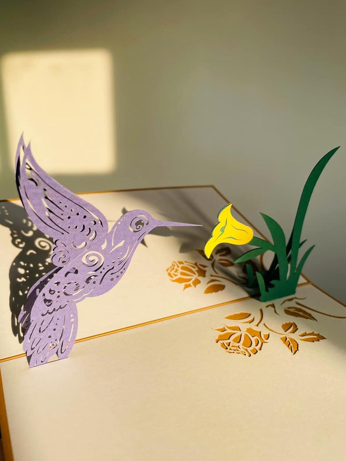Hummingbird Flower 3D Pop-Up Card - Spring Collection