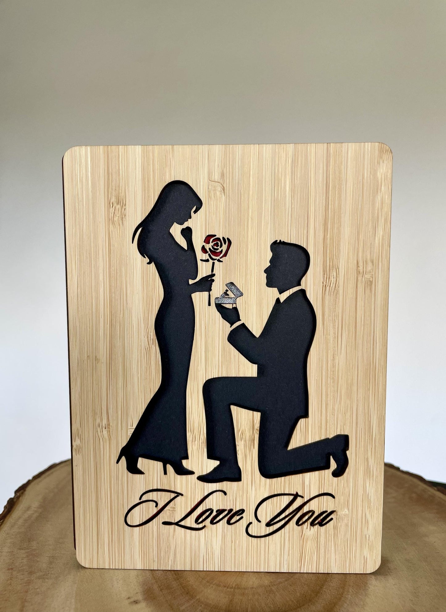 I Love You Wooden Card - Engagement Gift