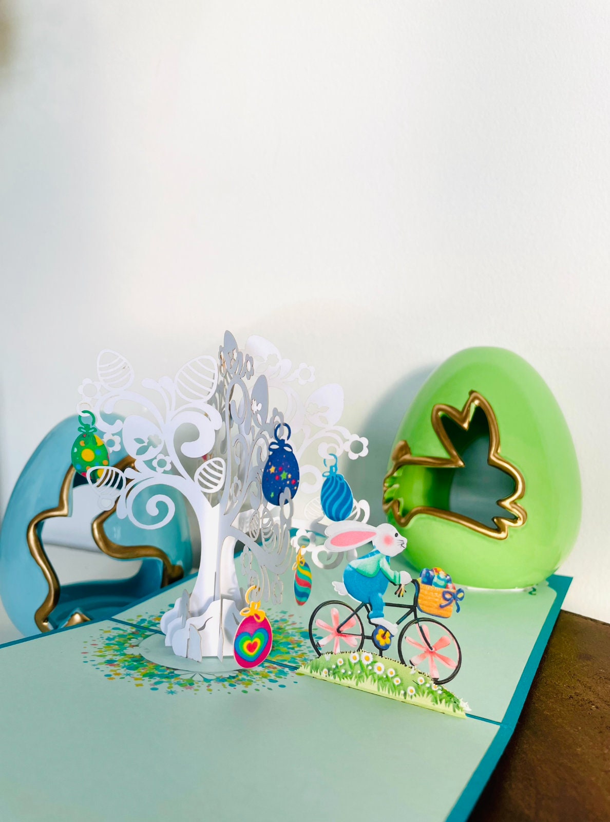 Happy Easter Bunny Bicycle 3D Pop Up Card