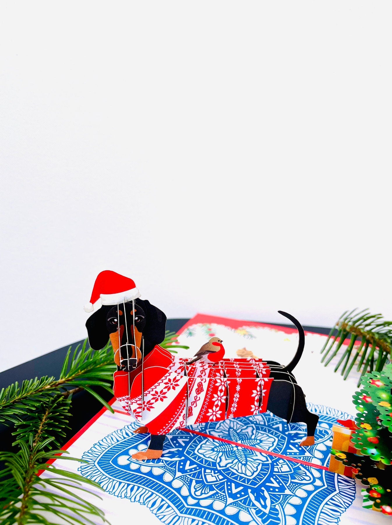 Christmas Dachshund Dog 3D Pop Up Card