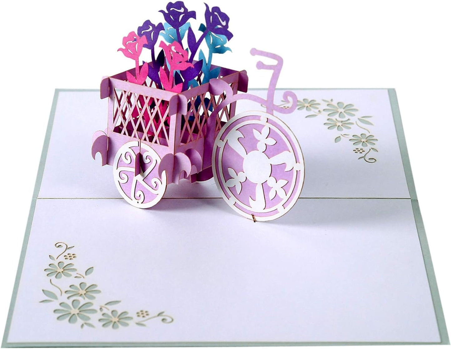 Flower Tricycle Basket 3D Pop Up Card - Spring Collection