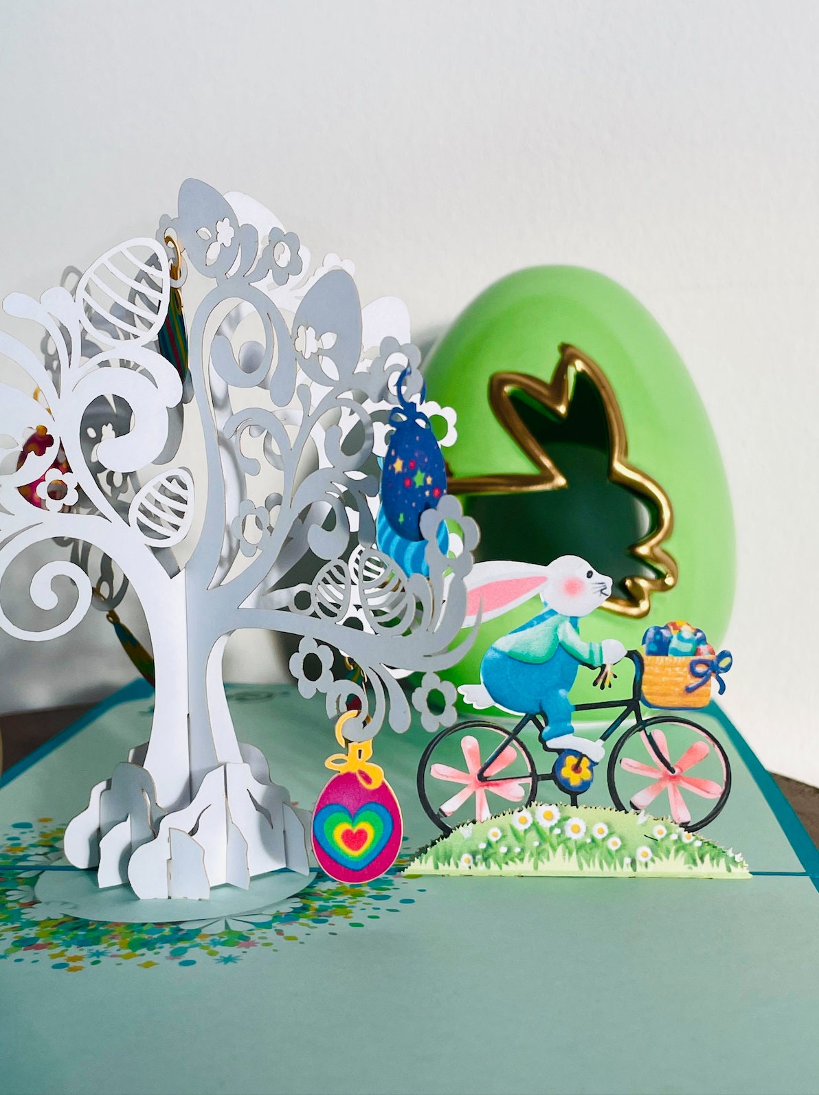 Happy Easter Bunny Bicycle 3D Pop Up Card