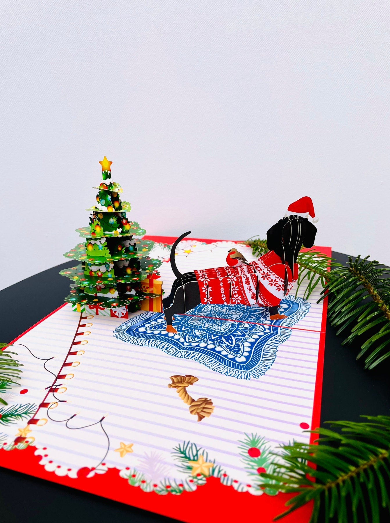 Christmas Dachshund Dog 3D Pop Up Card