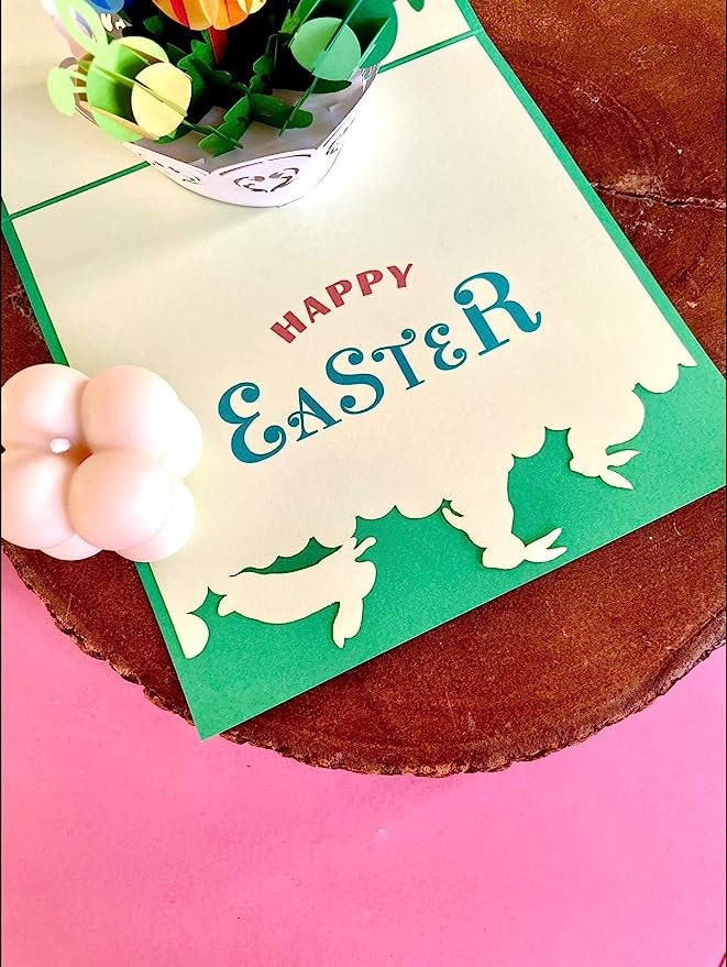 Happy Easter Bunny Basket 3D Pop Up Card